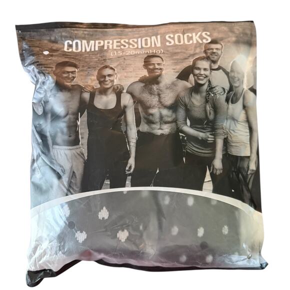 Compression Socks 15-20mmHG 5 Pairs Black White Hearts Dots Size S/M - Picture 2 of 2